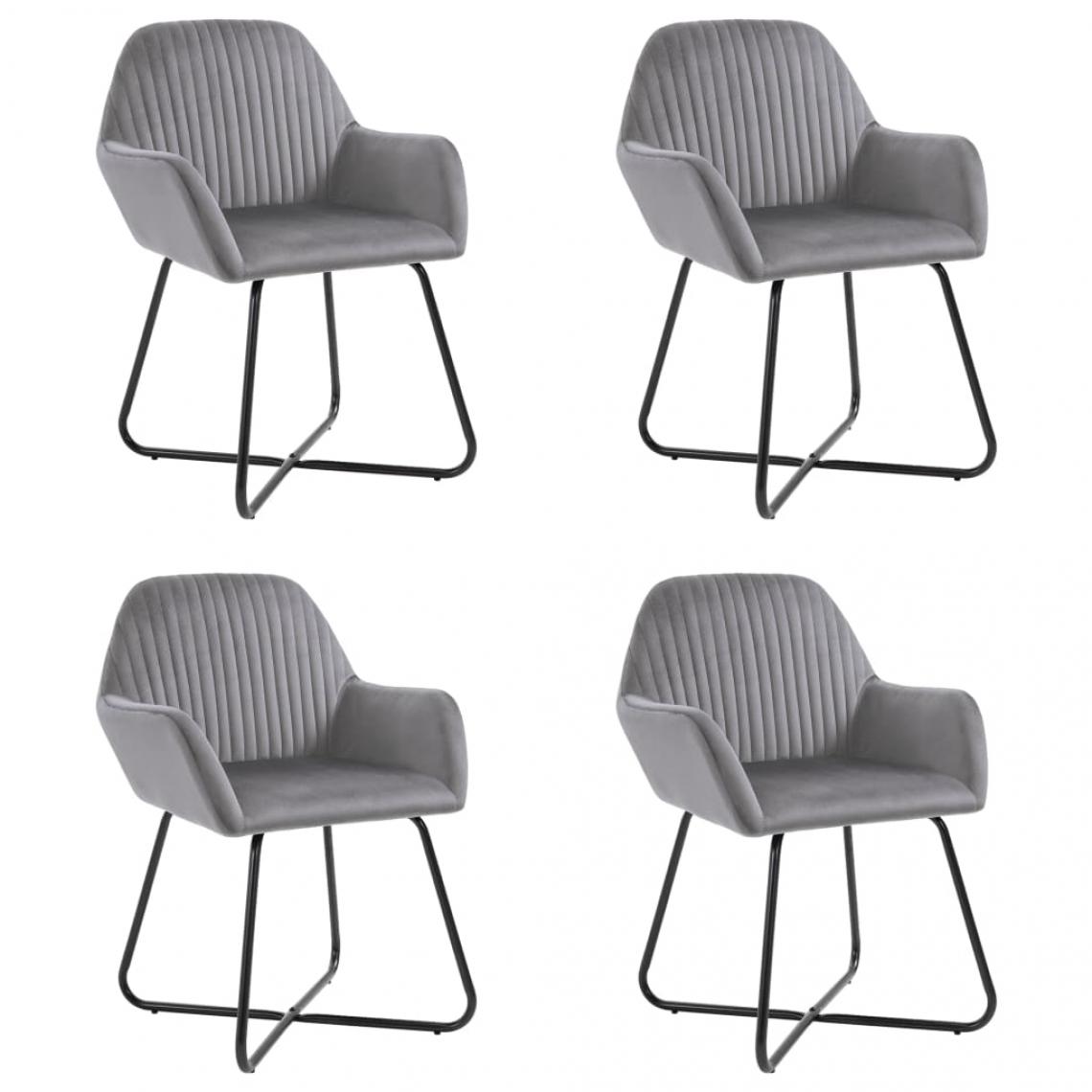 Decoshop26 - Lot de 4 chaises de salle à manger cuisine design moderne velours gris CDS021621 - Chaises
