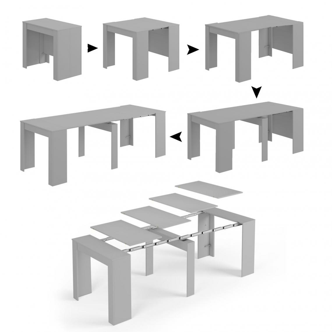 Alter - Table à manger, Console extensible, Avec support d'extension, couleur béton, Dimensions 90 x 51 x 78 cm (jusqu'à 237 avec rallonges) - Tables à manger