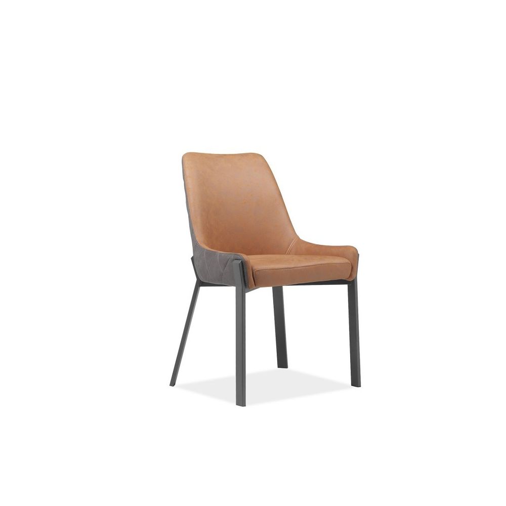 Meubletmoi - Chaise n tissu doux marron et pieds métal - CERAMIK - Chaises