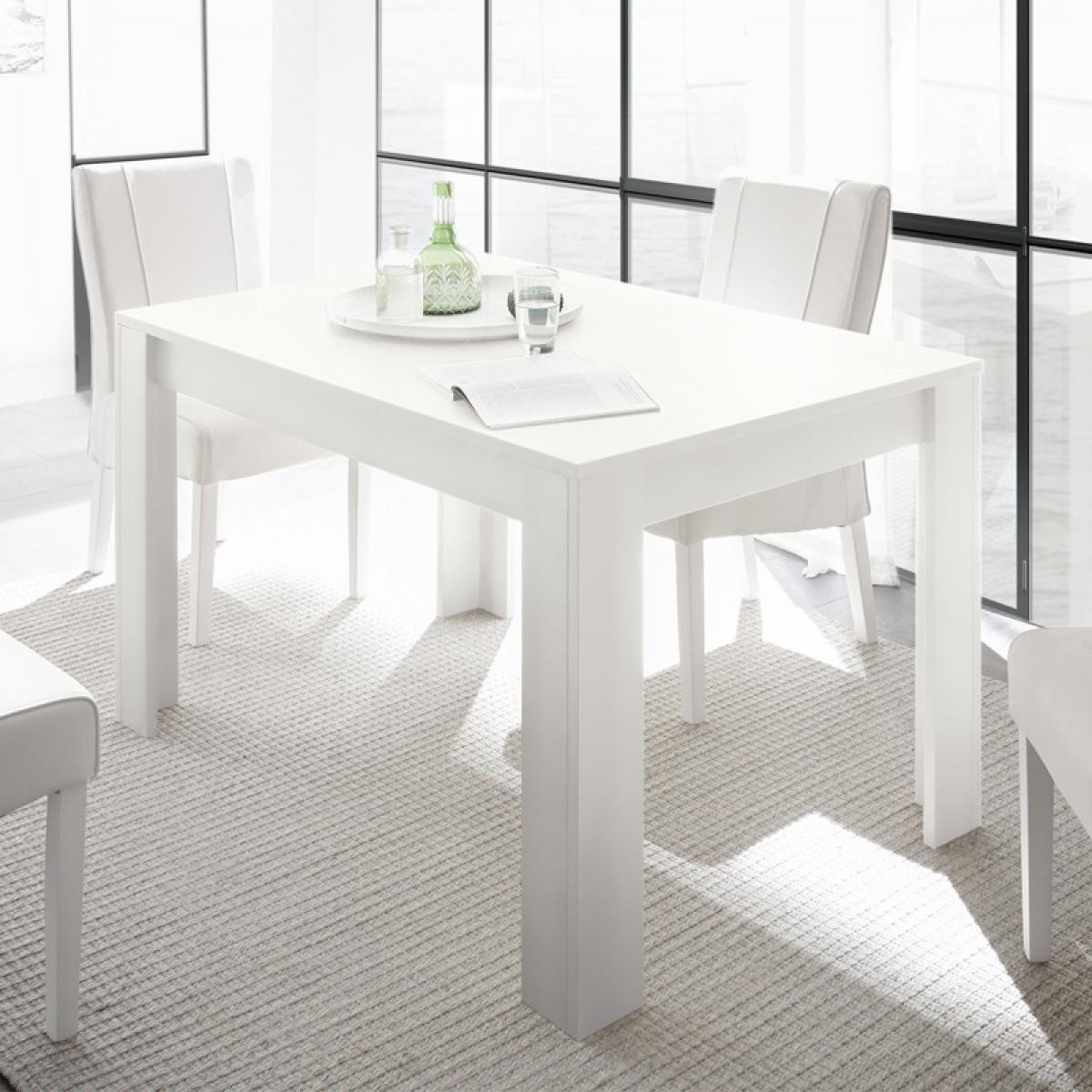 Tousmesmeubles - Table de repas à allonge Blanc mat - PISE - Tables à manger