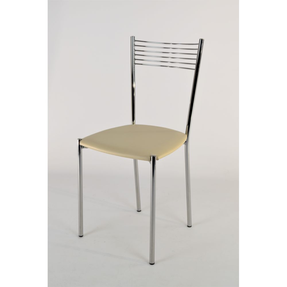 Tommychairs - Tommychairs - Set 4 chaises Elegance pour Cuisine et Salle à Manger, Structure en Acier chromé et Assise en Cuir Artificiel Sable - Chaises