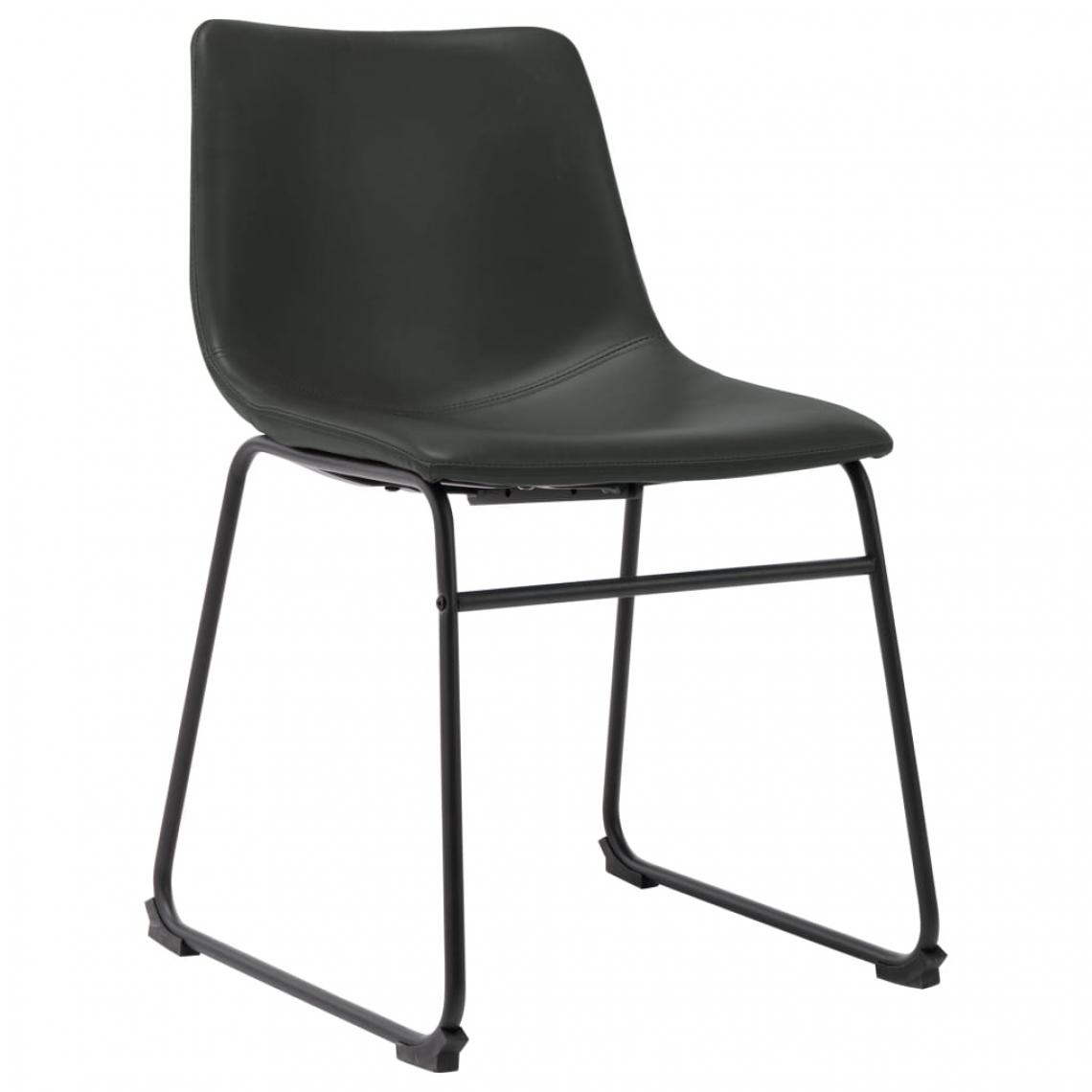 Decoshop26 - Chaise de salle à manger design simple cadre en acier en similicuir gris CDS020044 - Chaises