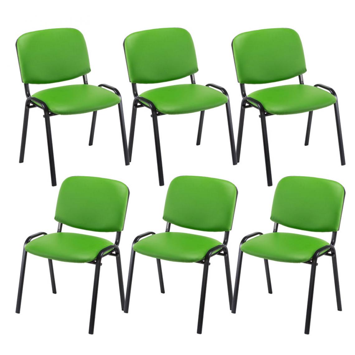 Icaverne - Contemporain Lot de 6 chaises visiteurs reference Bamako en cuir artificiel couleur vert - Chaises