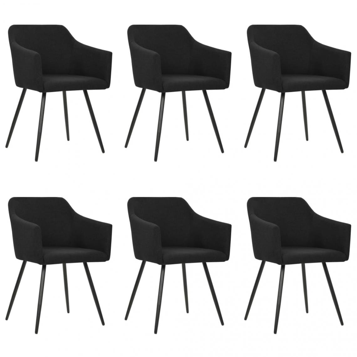Decoshop26 - Lot de 6 chaises de salle à manger cuisine design moderne tissu noir CDS022728 - Chaises