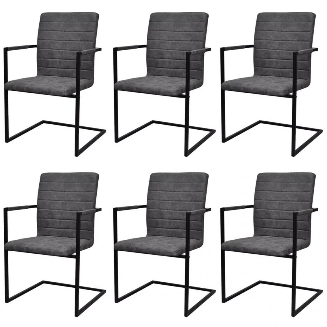 Decoshop26 - Lot de 6 chaises de salle à manger cuisine cantilever design élégant similicuir gris CDS022279 - Chaises