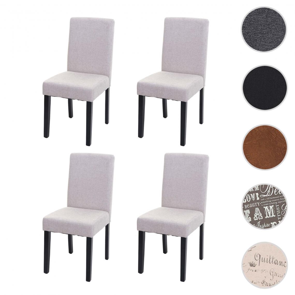 Mendler - 4x chaise de salle à manger chaise de cuisine Littau ~ textile, beige crème, pieds foncés - Chaises