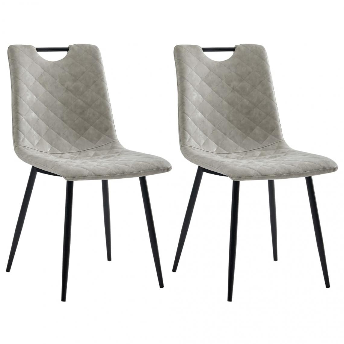 Decoshop26 - Lot de 2 chaises de salle à manger cuisine design moderne similicuir gris clair CDS020471 - Chaises