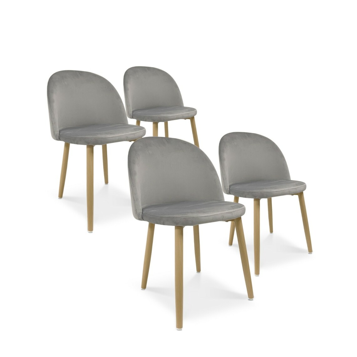 marque generique - Lot de 4 chaises style scandinave Agathe velours Gris - Chaises