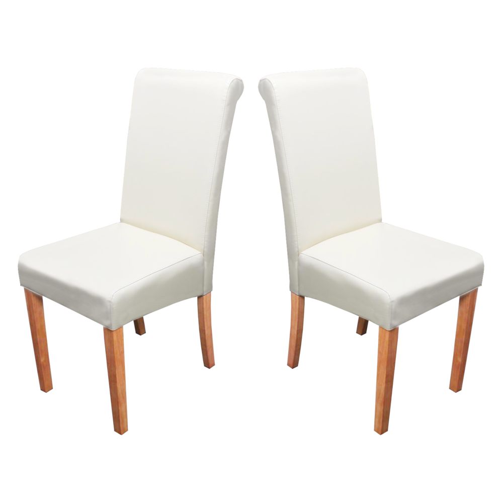 Mendler - Lot de 2 chaises de séjour Novara II, cuir, crème/pieds clairs - Chaises