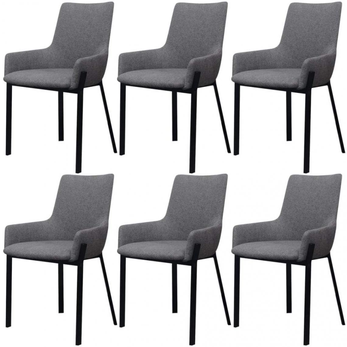 Decoshop26 - Lot de 6 chaises de salle à manger cuisine design moderne tissu gris clair CDS022403 - Chaises