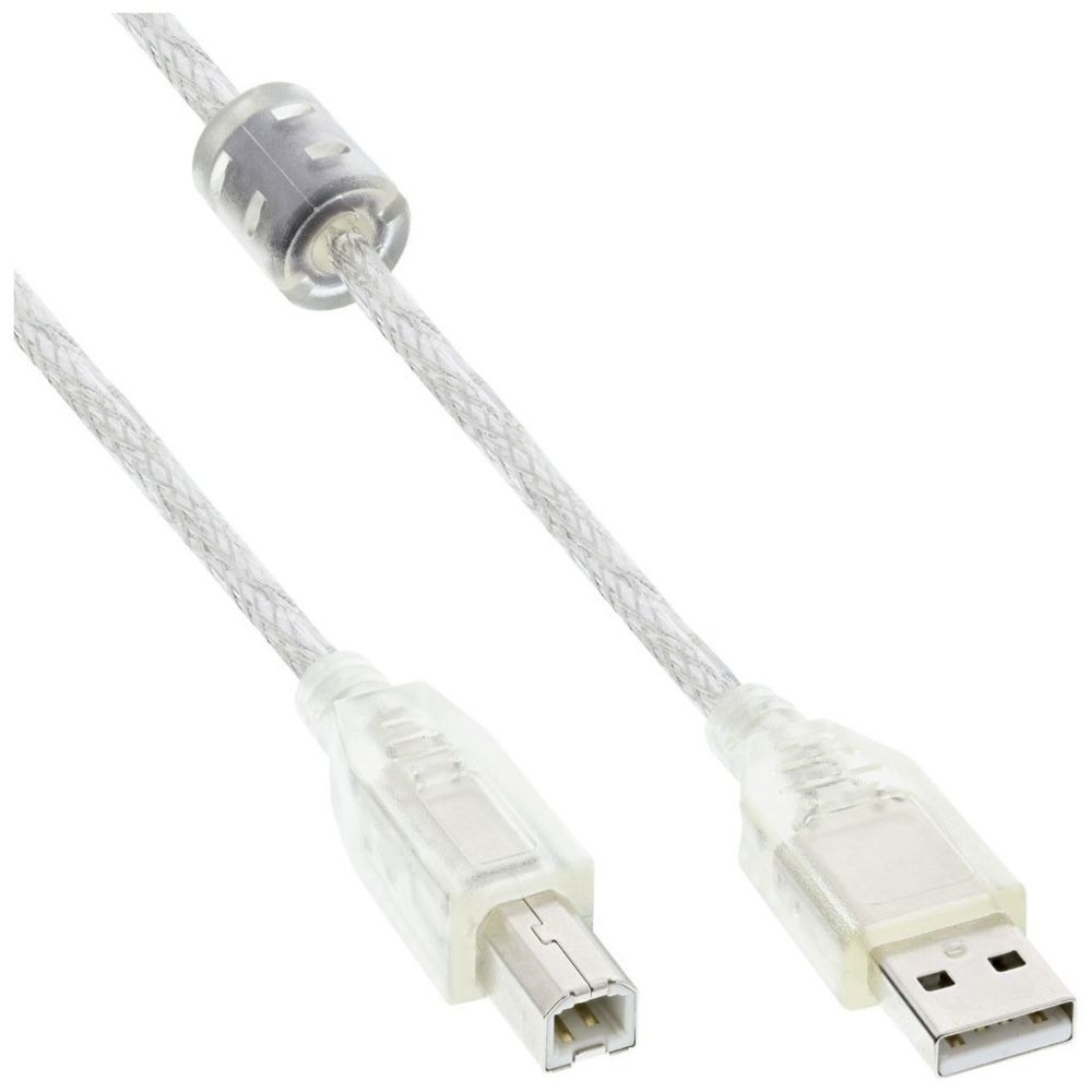 Inline - Câble USB 2.0, InLine®, A à B, transparent, avec noyau magnétique, 0,5m - Câble USB