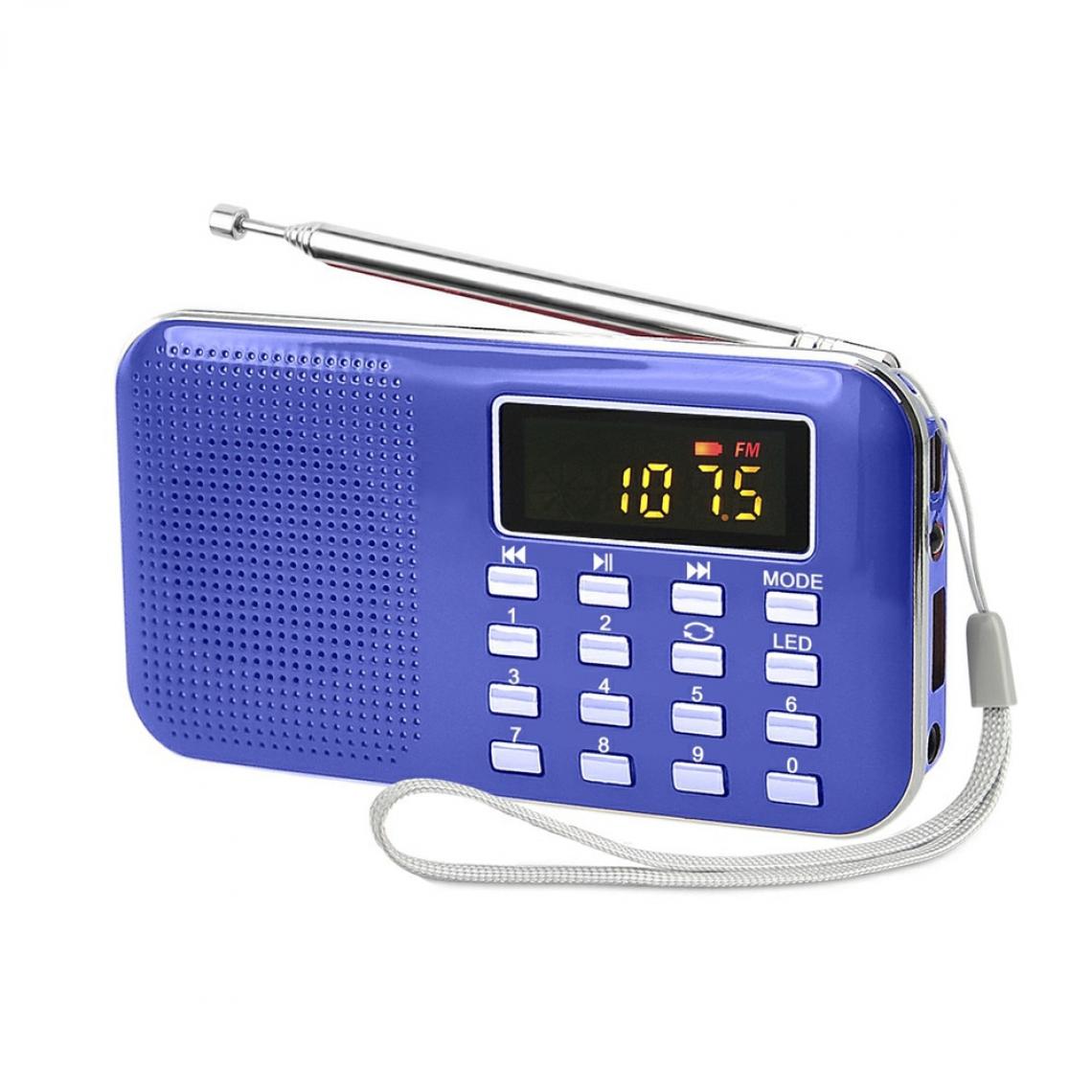 Universal - Mini radio FM portable multifonctionnel, affichage numérique, haut-parleur TF, lecteur MP3 USB, recharge(Bleu) - Radio
