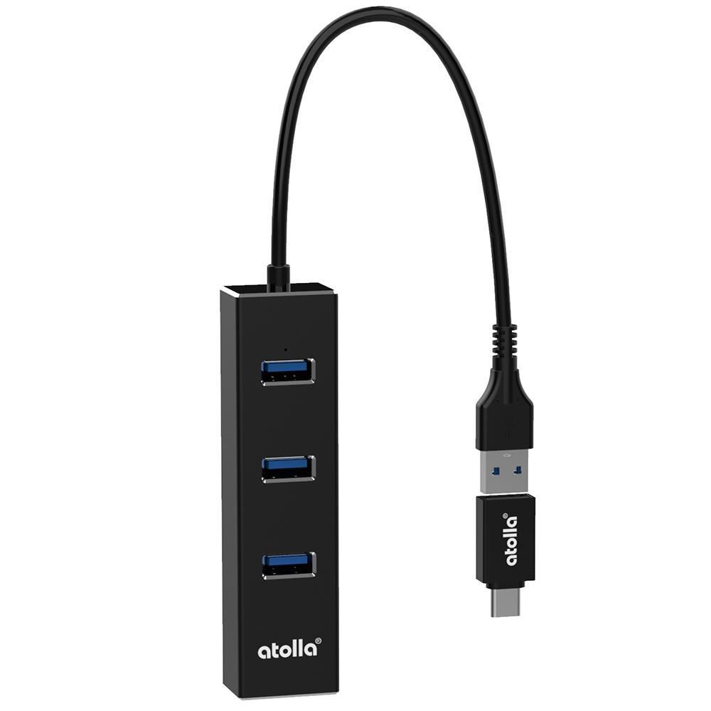 Atolla - Atolla Hub USB 3.0 Ethernet, Répartiteur C pour adaptateur USB Rj45 en aluminium avec 1 port LAN RJ45, 3 ports de données USB et un adaptateur C USB pour Macbook, Mac Pro / mini, iMac, etc.ï¼301Cï¼ - Hub