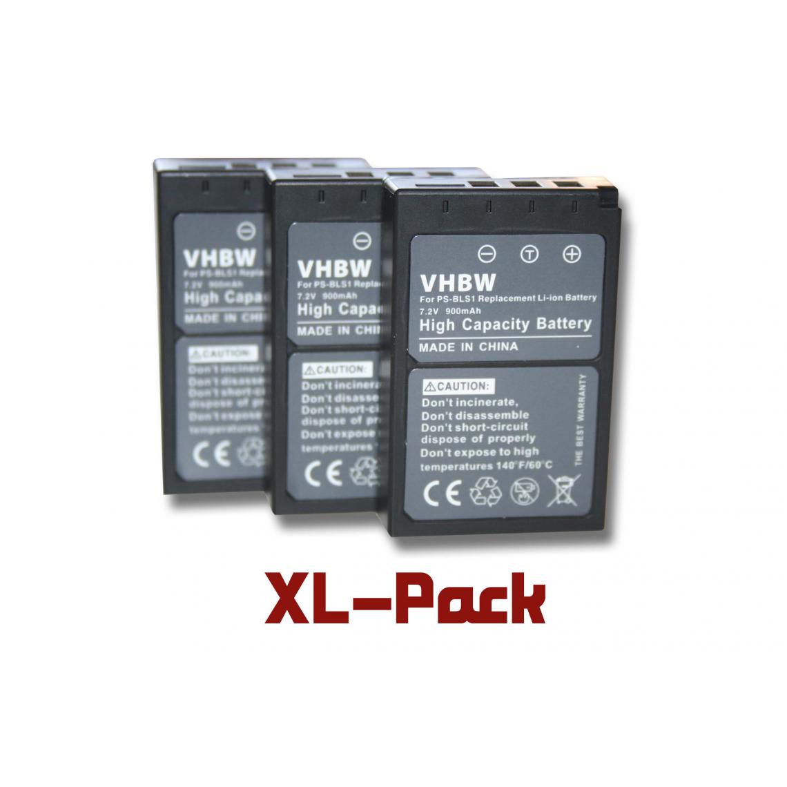 Vhbw - vhbw 3x Batteries compatible avec Olympus D-SLR E400, E-400, E-410, E-420, E-450, E-600, E-620 appareil photo APRN (900mAh, 7,2V, Li-ion) - Batterie Photo & Video