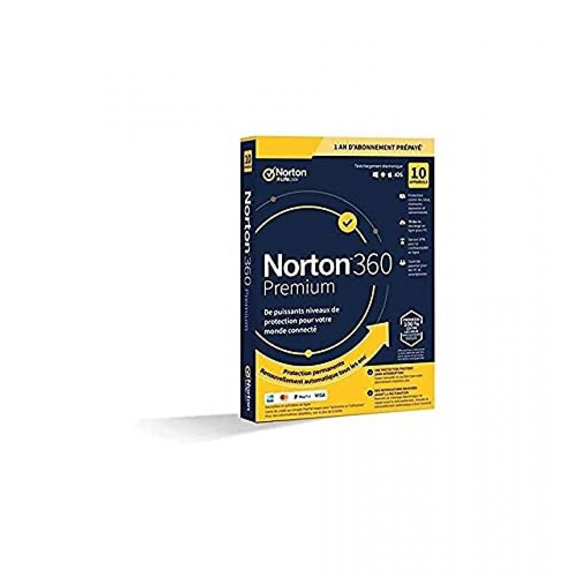 Norton - 360 Premium Fr - 10 appareils - 1 an - Suite de Sécurité