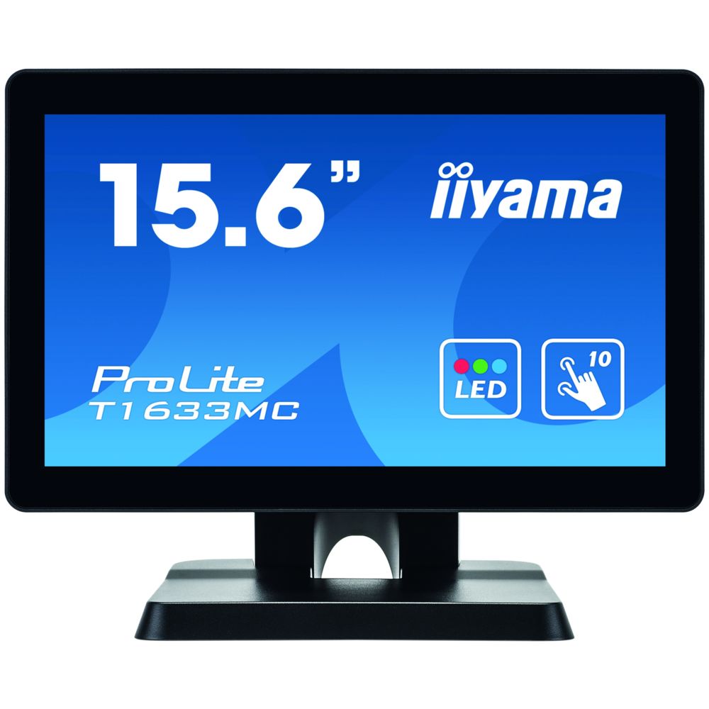 Iiyama - iiyama ProLite T1633MC-B1 moniteur à écran tactile 39,6 cm (15.6"") 1366 x 768 pixels Noir Plusieurs pressions Multi-utilisateur - Moniteur PC