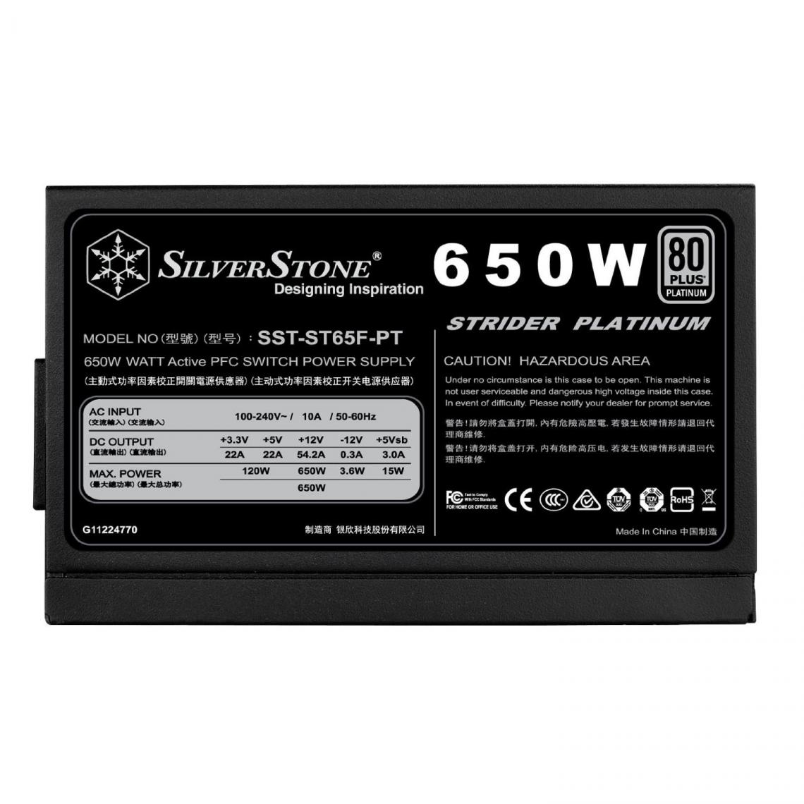 Silverstone - SST-ST65F-PT Strider PlatinumSeries - 650 Watt - Alimentation modulaire