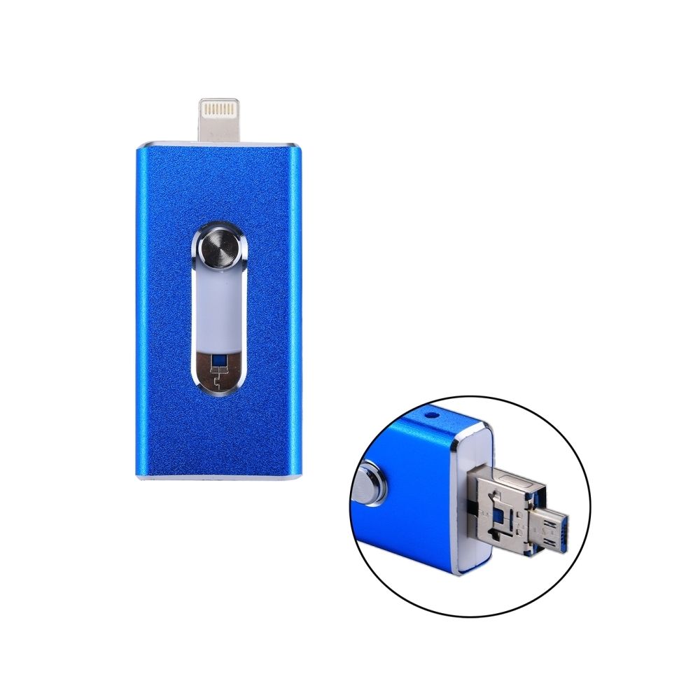 Wewoo - Clé USB bleu pour iPhone et iPad & iPod la plupart des Smartphones Android PC 3 en 1 USB 2.0 Lightning 8 broches Micro USB 32 Go Flash Drive, - Clavier