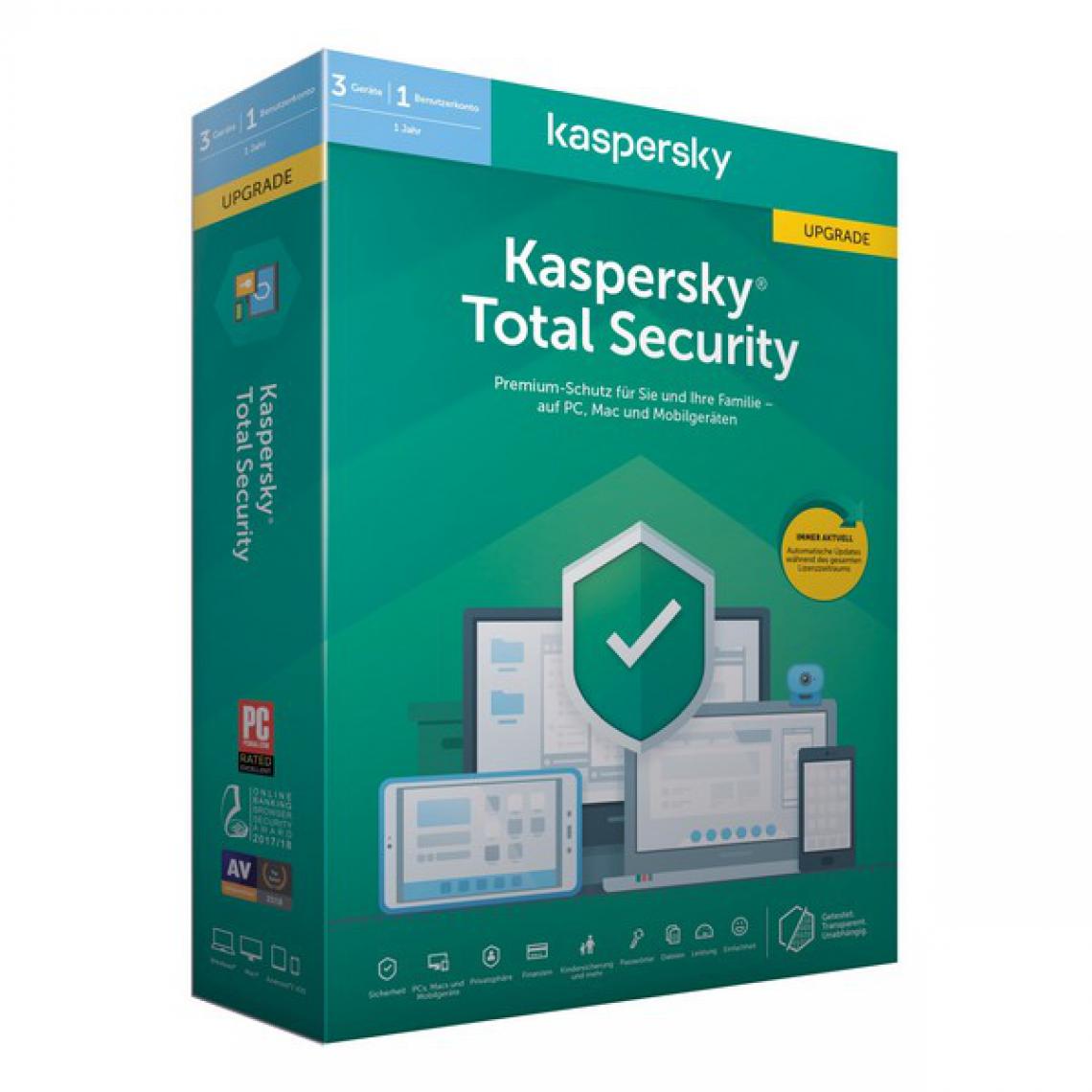 Kaspersky - Antivirus Maison Kaspersky Total Security MD 2020 (3 Appareils) - Traitement de Texte & Tableur