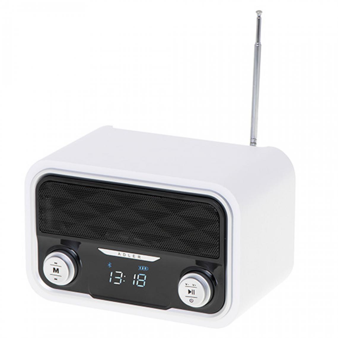Adler - radio FM USB avec Bluetooth blanc - Radio