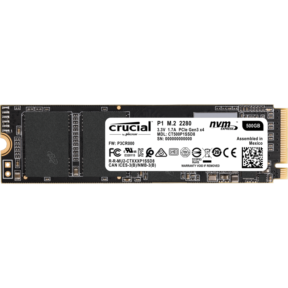 Crucial - P1 500 Go M.2 NVMe PCIe Gen 3 x2 - SSD Interne