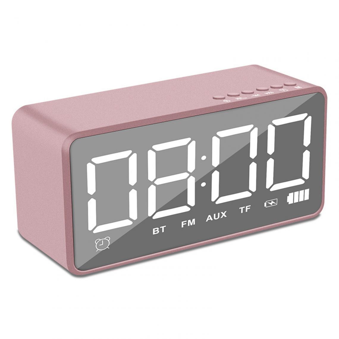 Universal - Horloge d'alarme multifonctionnelle Miroir LED Numérique Bureau Bluetooth Haut-parleur Réveil Radio FM Lecteur de musique sans fil Carte TF | Subwoofer (rose) - Enceinte PC