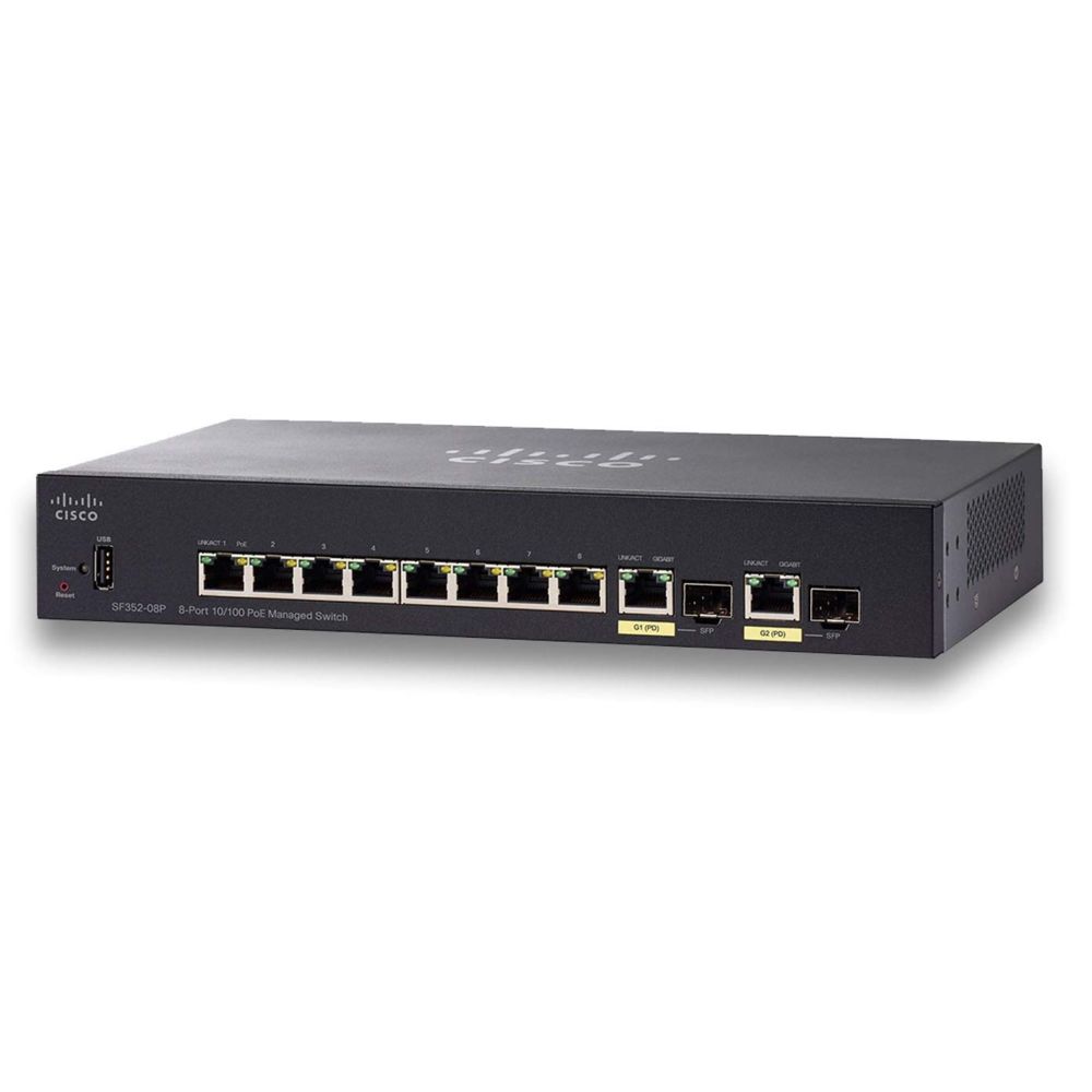 Cisco - Cisco Small Business SF352-08P Géré L2/L3 Fast Ethernet (10/100) Noir 1U Connexion Ethernet, supportant l'alimentation via ce port (PoE) - Switch