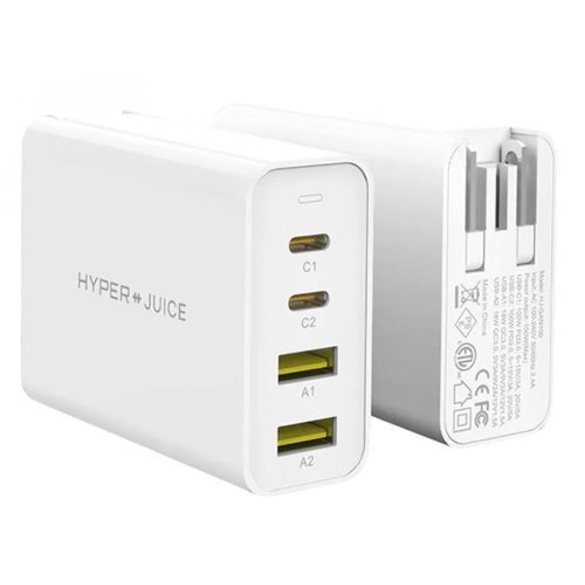 Hyperdrive - Chargeur de voyage HyperDrive 100W 2 USB C et 2 USB 3.0 Blanc - Hub