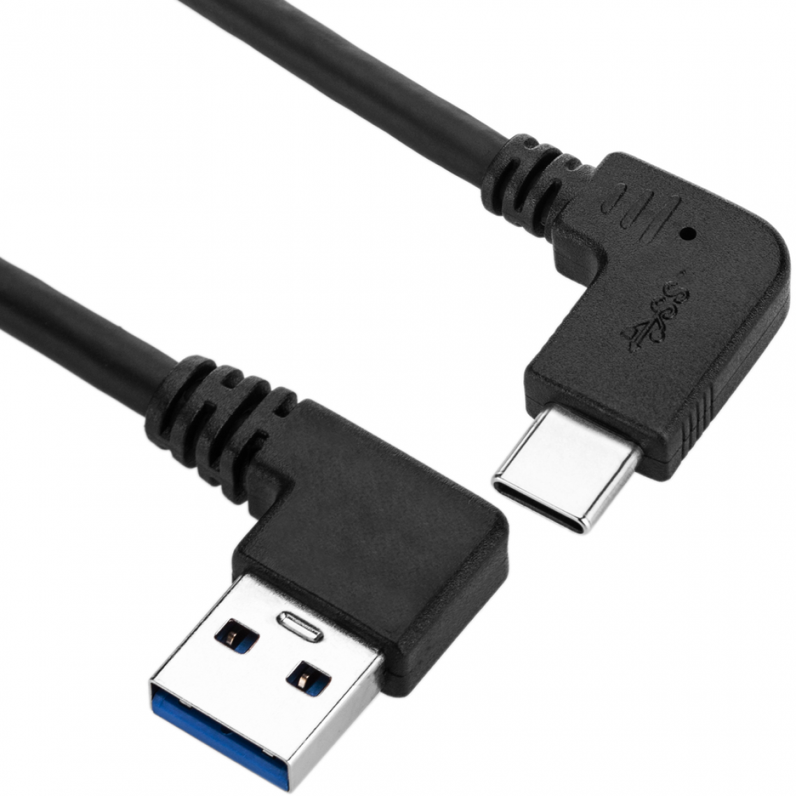 Bematik - Câble USB-C 3.1 mâle coudé vers USB-A 3.1 mâle coudé 1 m couleur noire - Clés USB