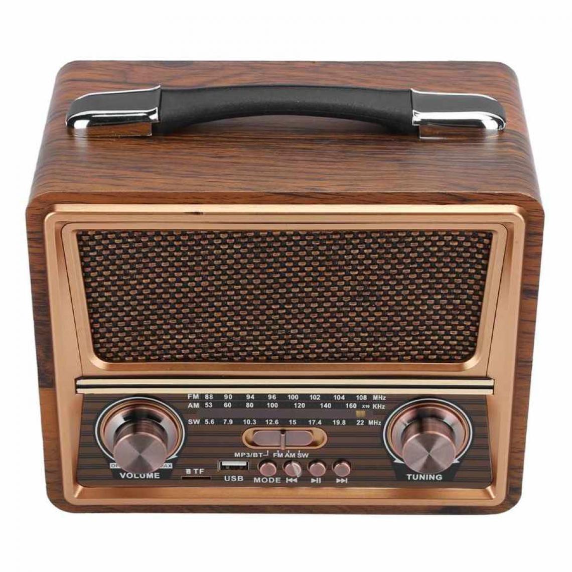 Universal - Radio 3 bandes Radio réglable FM/AM/SW Haut-parleur Bluetooth portable en bois Radio rechargeable 110/220V |(brun) - Radio