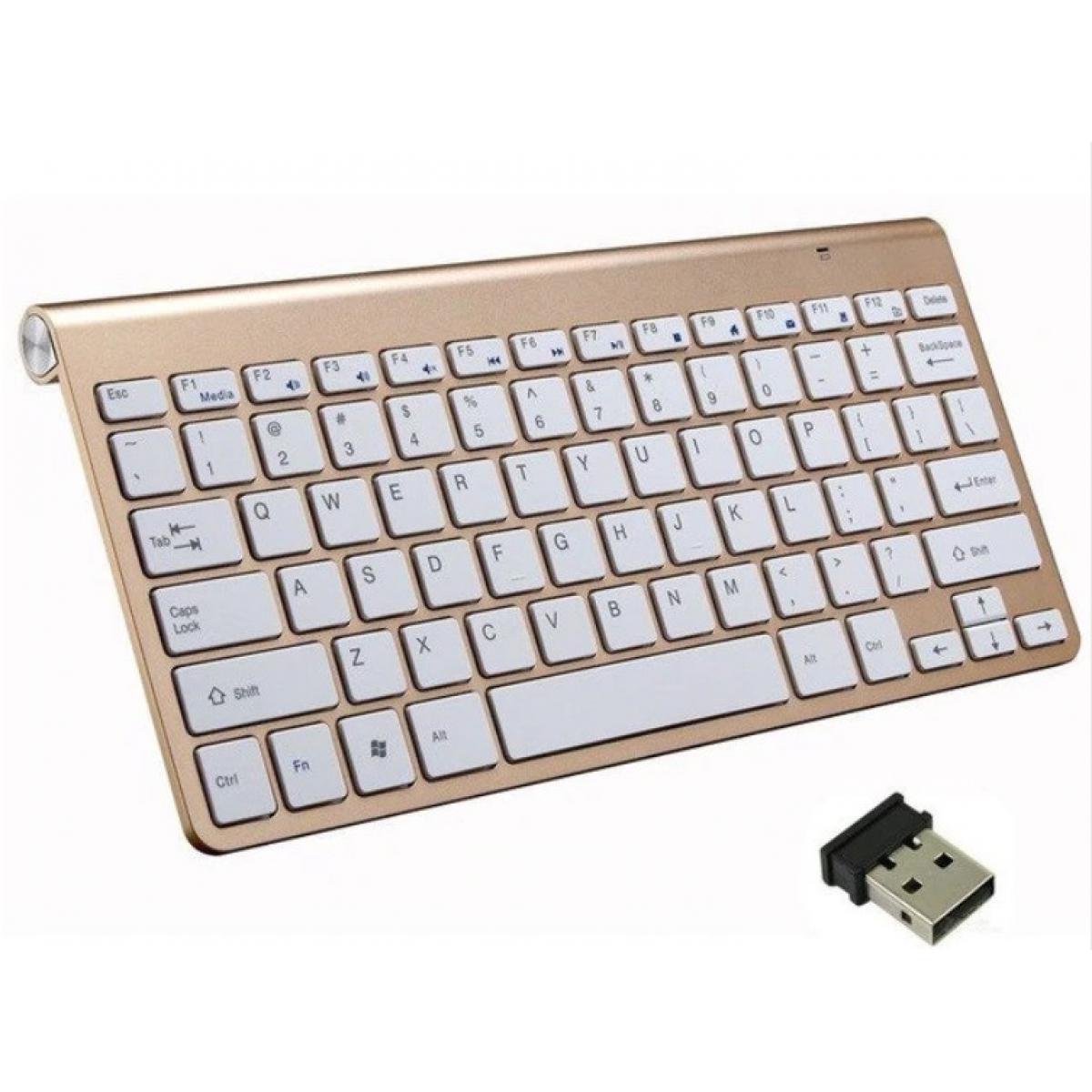 Shot - Clavier Sans Fil Metal pour PC YONIS USB QWERTY Piles (OR) - Clavier