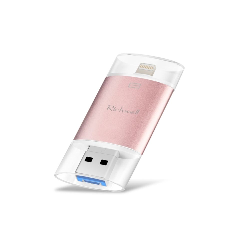 Wewoo - Clé USB iPhone iDisk 3 en 1 32G Type-C + Lightning 8 broches + Disque Flash Push-Pull double cache métal avec fonction OTG (or rose) - Clavier