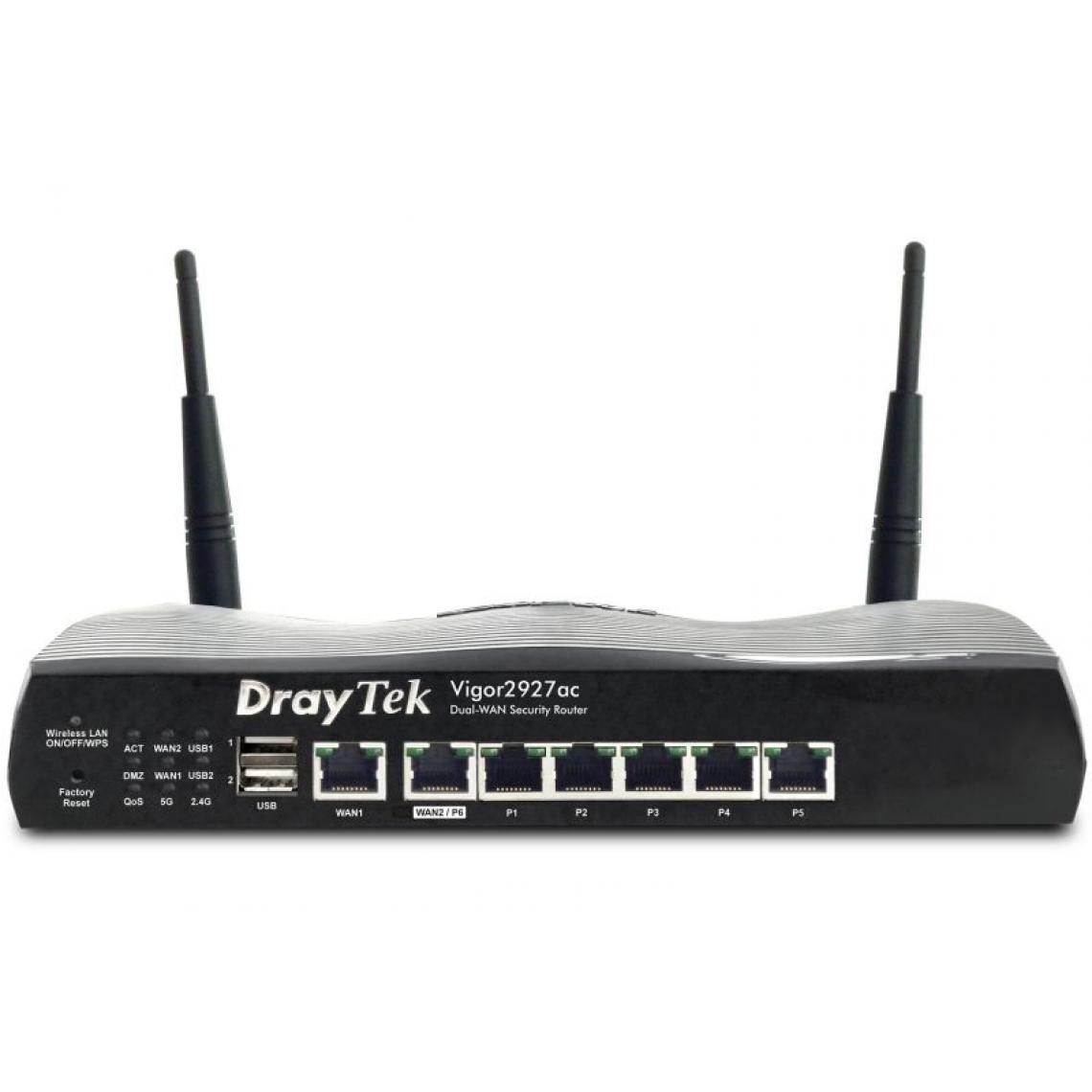 Inconnu - Draytek Vigor2927ac routeur sans fil Gigabit Ethernet Bi-bande (2,4 GHz / 5 GHz) Noir - Modem / Routeur / Points d'accès