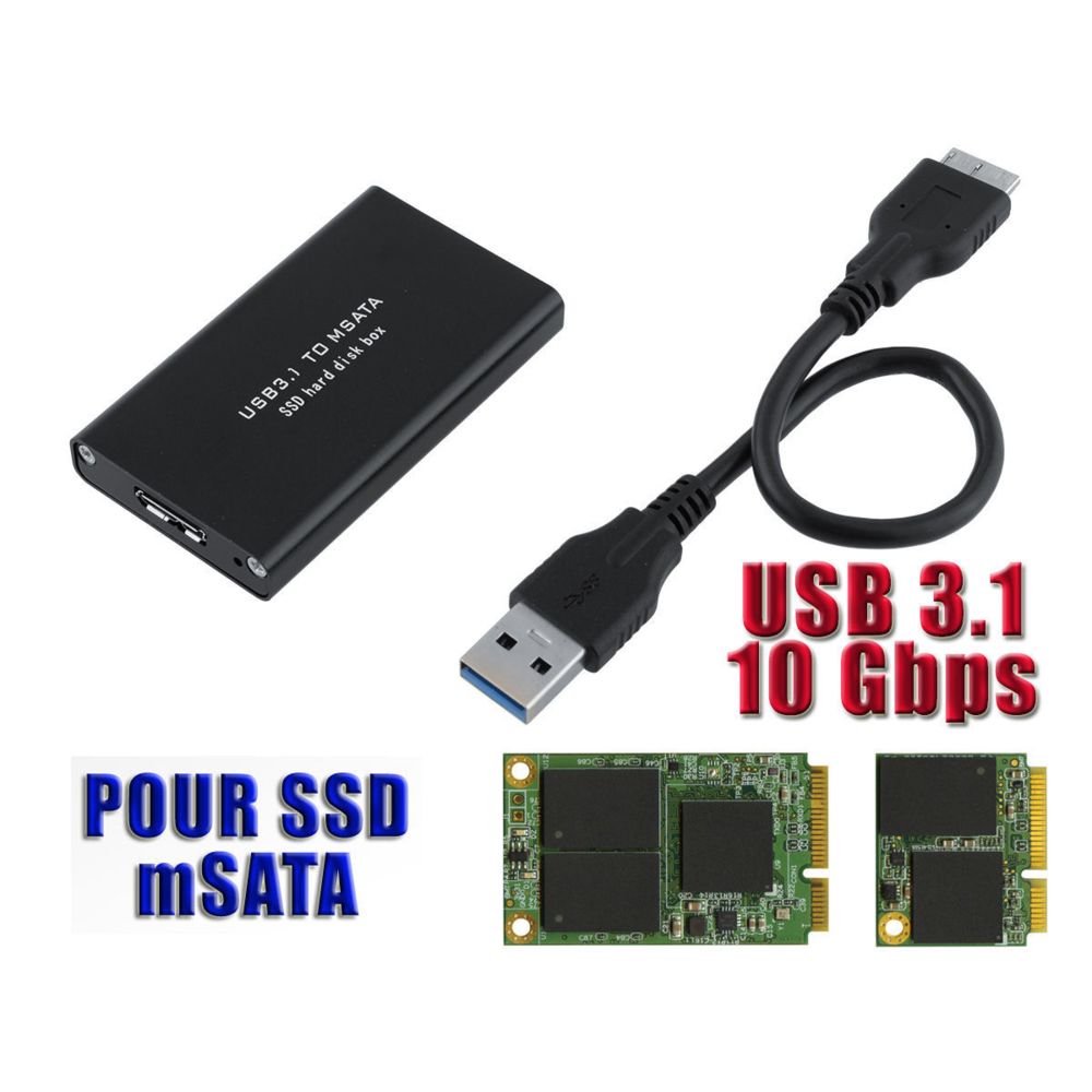 Kalea-Informatique - Boitier Aluminium Pour SSD mSATA Liaison USB 3.1 10 GBps Liaison USB 3.1 10 GBps ! - Accessoires SSD