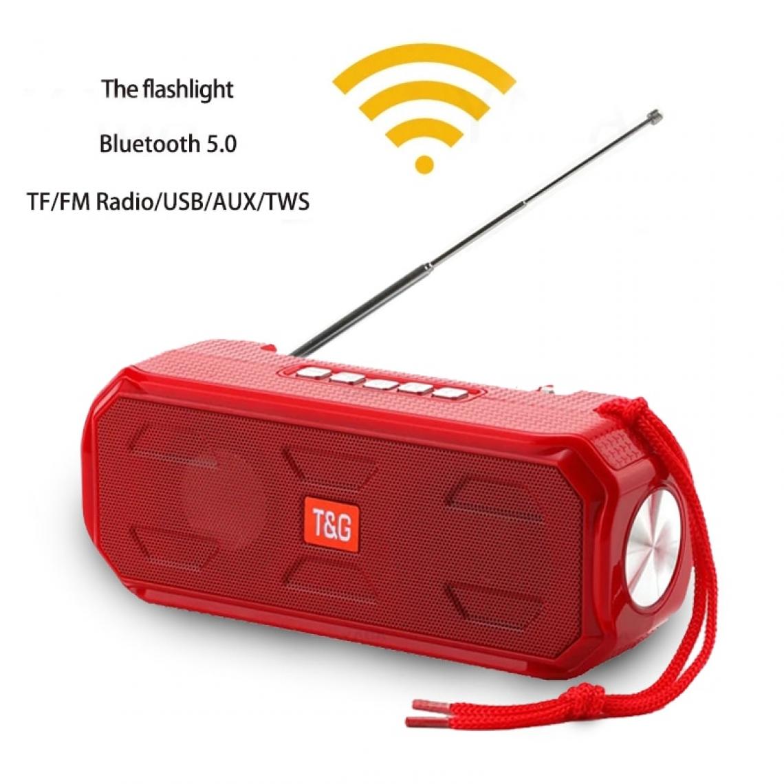 Universal - Rouge Portable Silicone Bluetooth Haut-parleur Subwoofer Stéréo Support TWS TF AUX/USB/AUX/FM Récepteur Radio avec lampe de poche - Enceinte PC