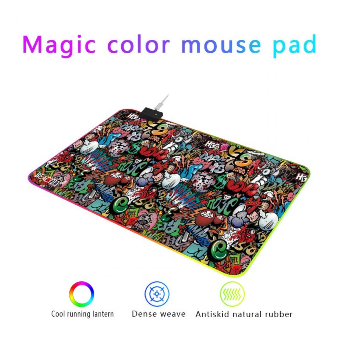 Universal - 300 * 800 Graffiti Magic Couleur Tissu en caoutchouc non coulissant RVB Gaming Mouse Pad Lampe LED Table Mouse Pad Large Mouse Pad(Coloré) - Tapis de souris