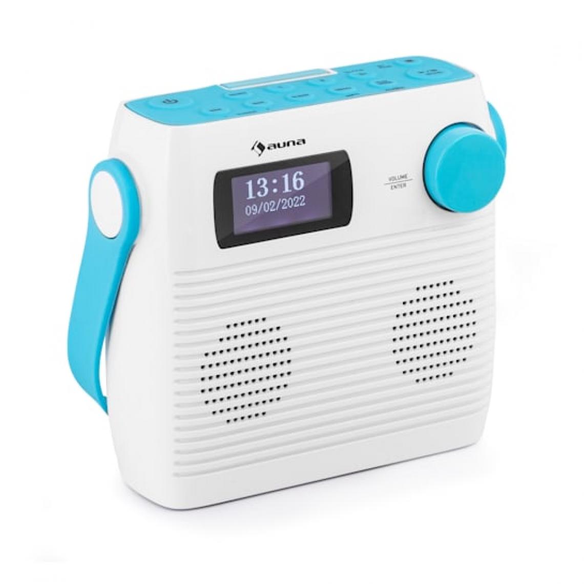 Auna - Radio - Splash - Bluetooth DAB+/FM IPX4 - Port USB - Prise casque Batterie USB-C - Bleu - Radio