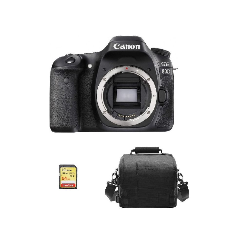Canon - CANON EOS 80D Body + 64GB SD card + camera Bag - Reflex Grand Public