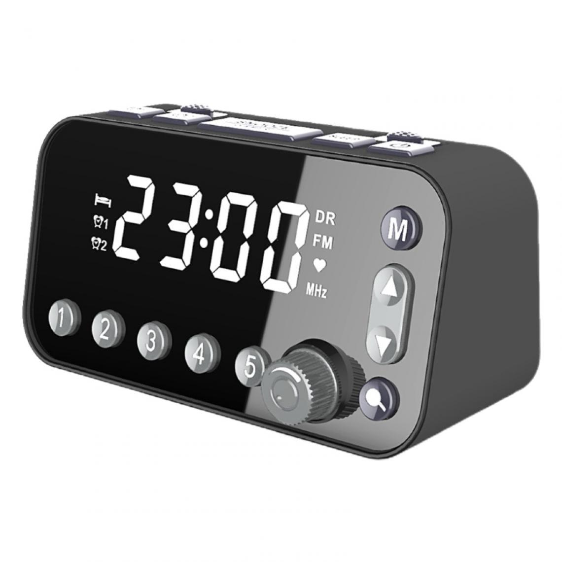 Universal - Table de chevet rétro alarme numérique horloge LED grand écran DAB/FM radio réveil double |(Le noir) - Radio