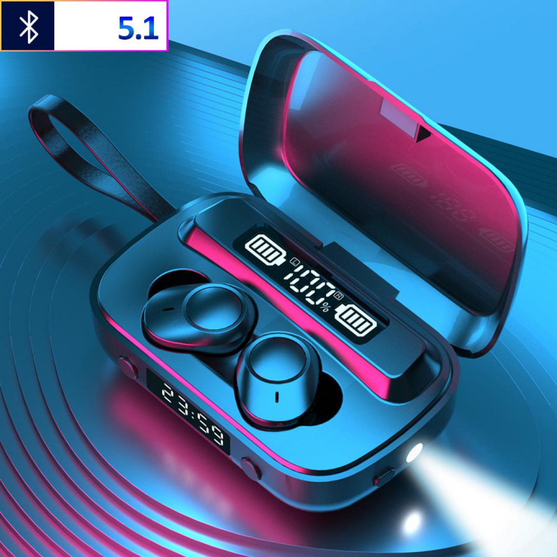 Generic - LED Écouteurs Bluetooth 5.1 Écouteurs sans fil Écouteurs Stéréo Gaming Headset Band - Ecouteurs intra-auriculaires