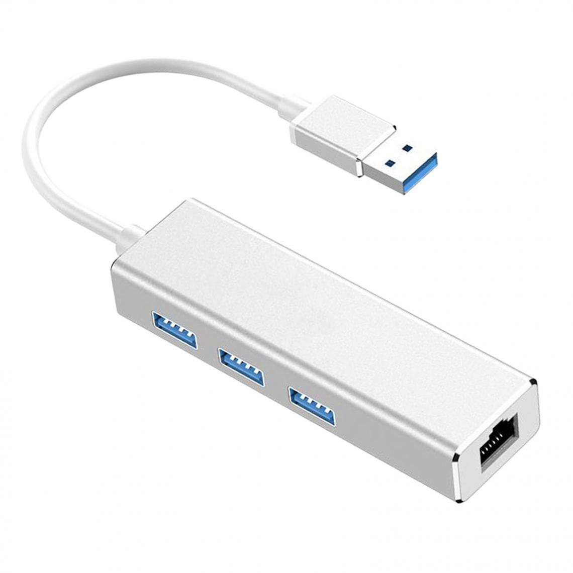marque generique - Adaptateur Réseau USB 3.0 Gigabit Ethernet Adaptateur USB 1000Mbps Pour Ordinateur Portable Argent - Hub