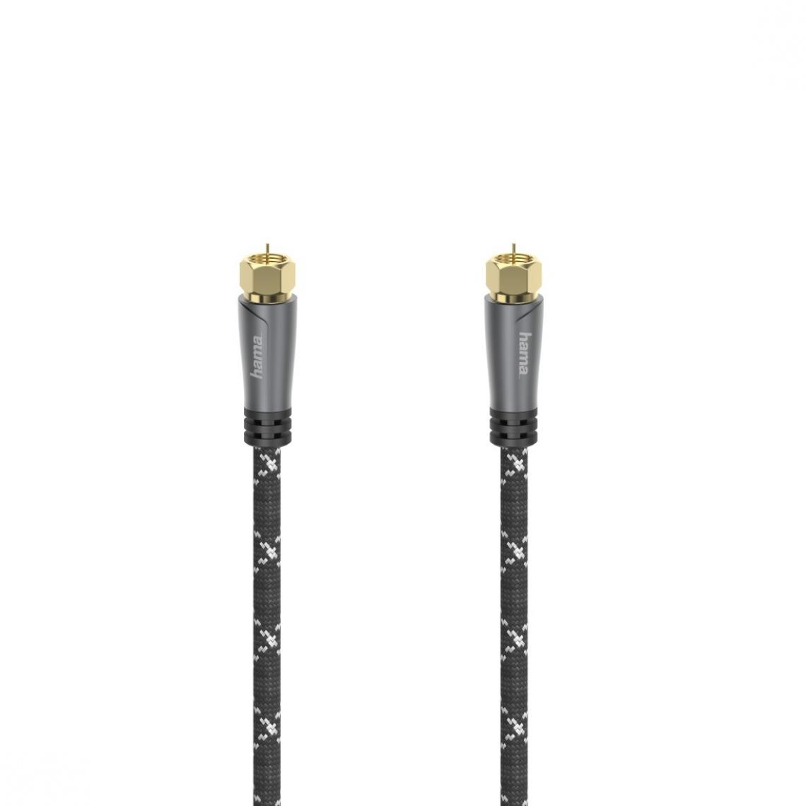 Hama - Cble de raccord SAT, f. mle F - f. mle F, métal, doré, 3,0 m, 120dB - Câble antenne
