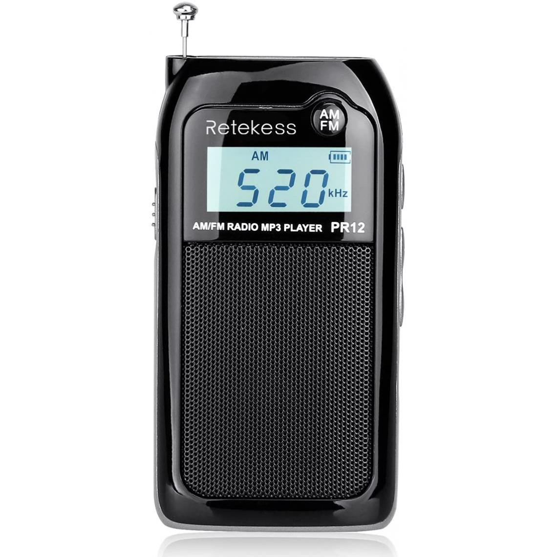 Retekess - radio de poche AM FM avec batterie rechargeable noir - Radio