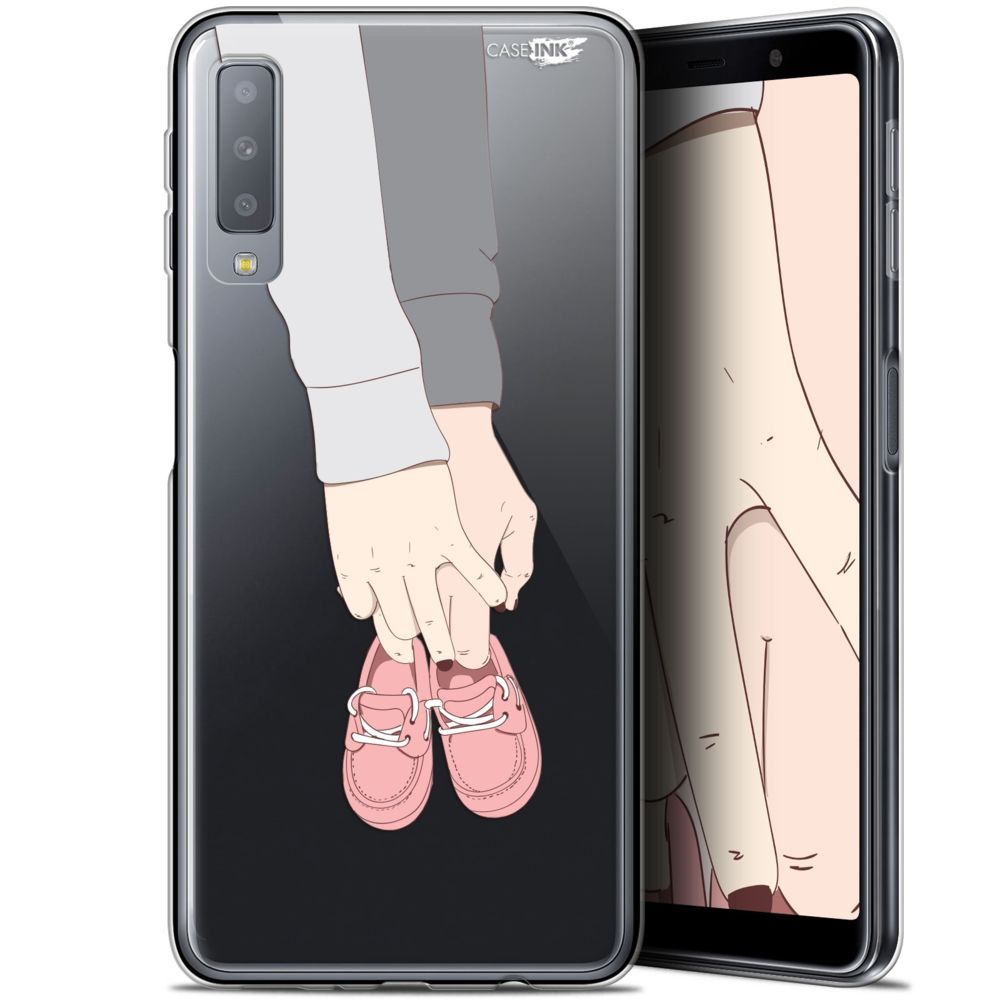 Caseink - Coque arrière Samsung Galaxy A7 2018 (A750) (6 ) Gel HD [ Nouvelle Collection - Souple - Antichoc - Imprimé en France] A Deux Mon Bébé - Coque, étui smartphone
