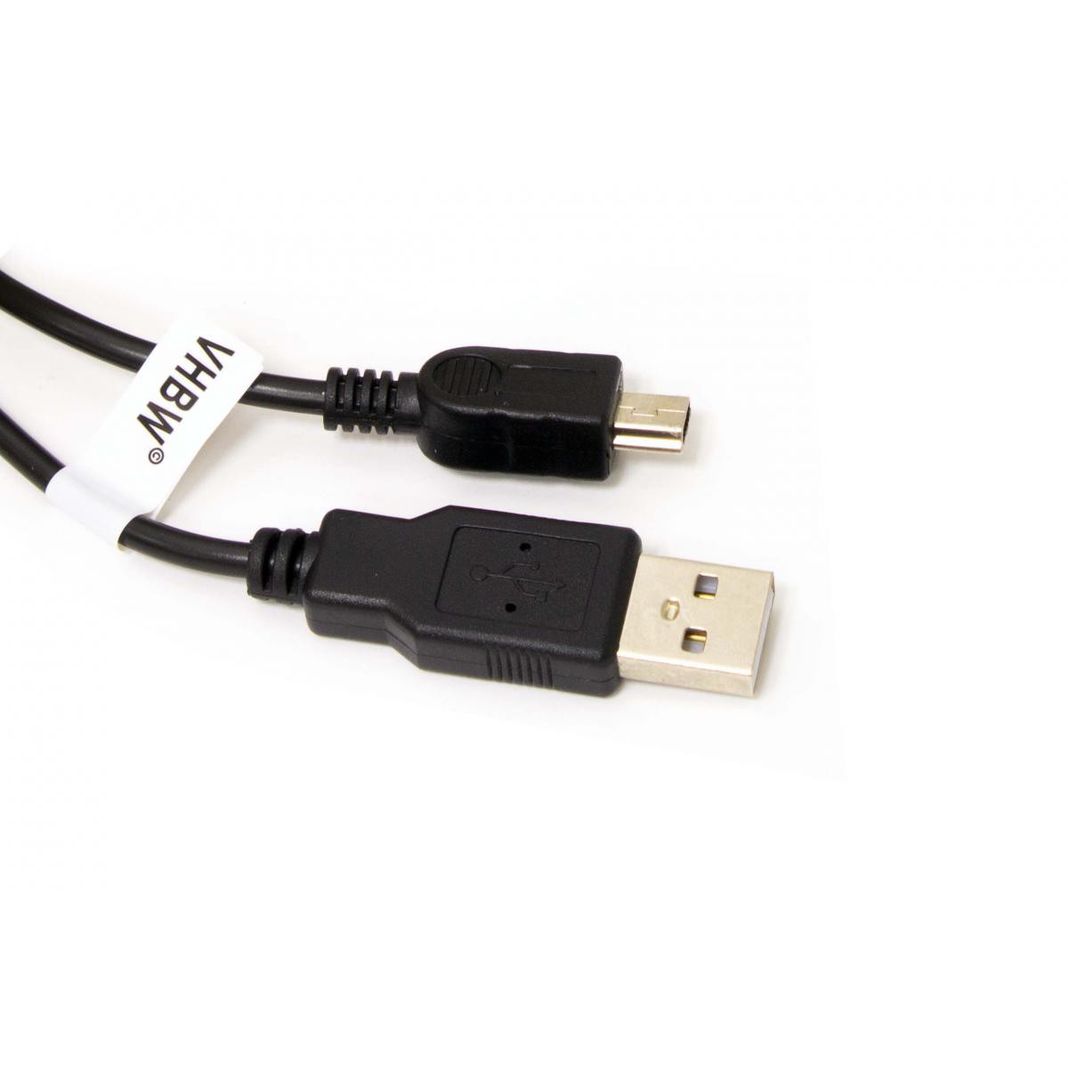 Vhbw - Câble USB A-Mini-B 5 pôles noir/black, longueur 1m, pour JVC GC-WP10, Picsio GC-FM1, GR-D70 etc. - Câble antenne