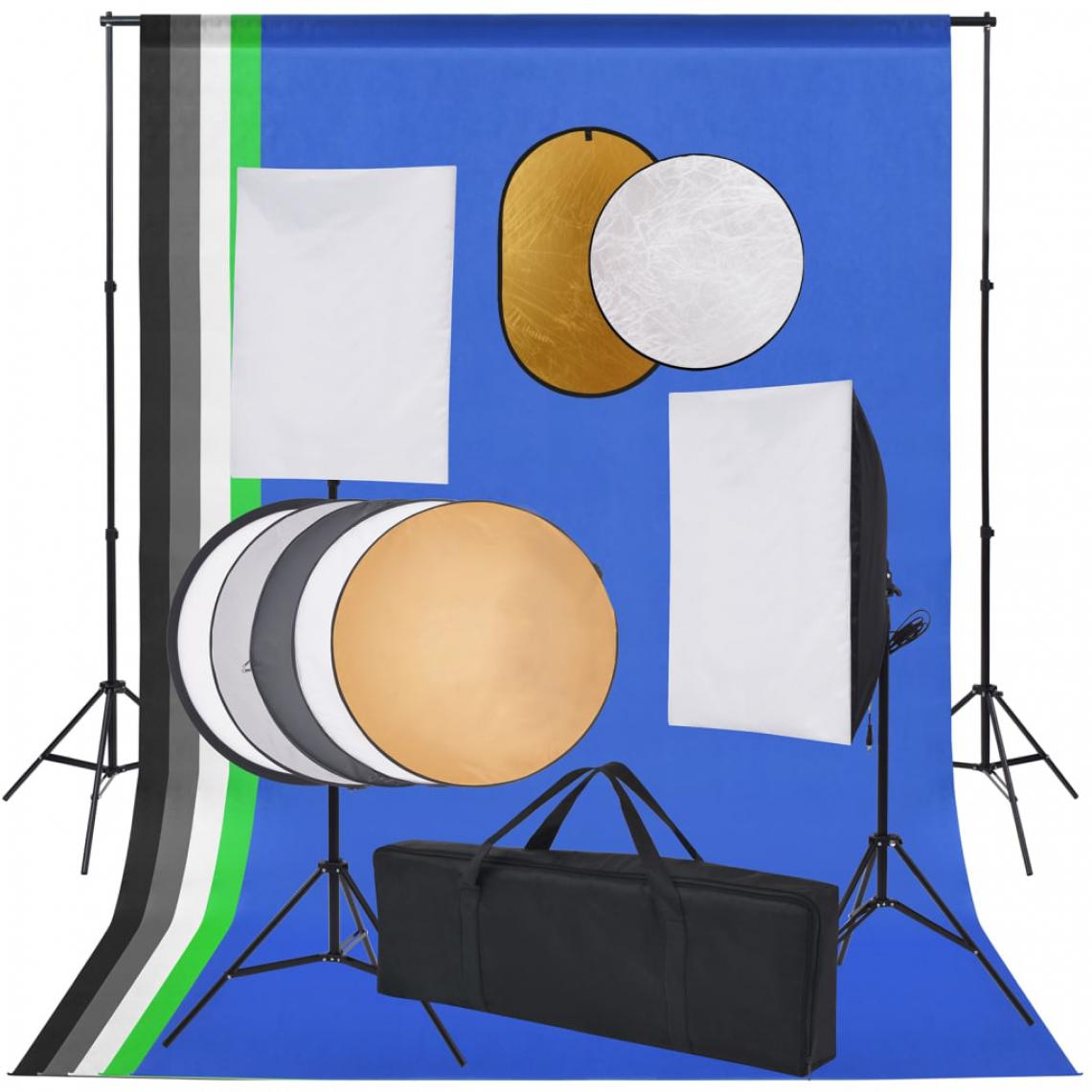 Vidaxl - vidaXL Kit de studio photo boîte à lumière toile de fond et réflecteur - Flash