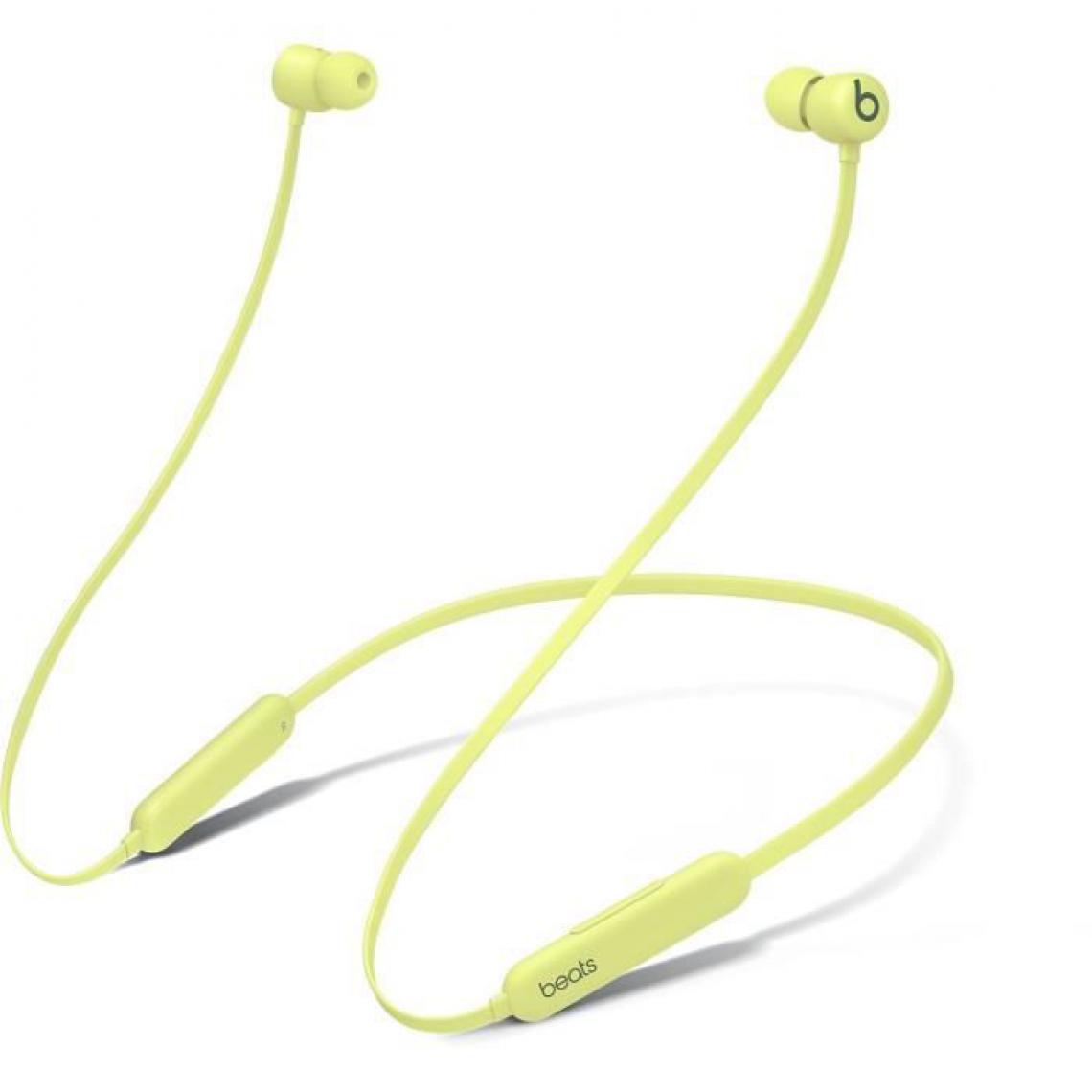 Beats by dr.dre - Beats Flex – Écouteurs sans fil avec une journée d'autonomie – Intra-auriculaires - Bluetooth - Jaune Yuzu - Micro-Casque