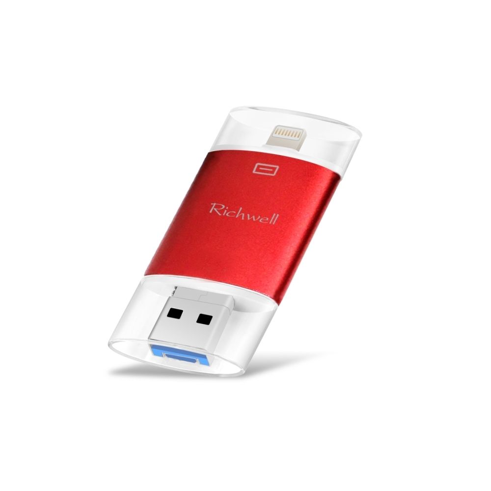 Wewoo - Clé USB iPhone iDisk 3 en 1 64G Type-C + Lightning 8 broches + USB 3.0 Metal Double Disk Flash Push-pull avec fonction OTG (Rouge) - Clavier