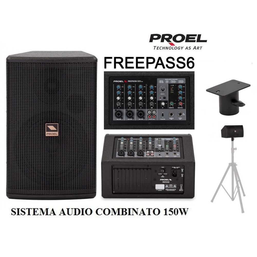 Sans Marque - Proel FREEPASS6 Sistema audio completo Mixer Amplificato 5 Canali - Enceintes amplifiées