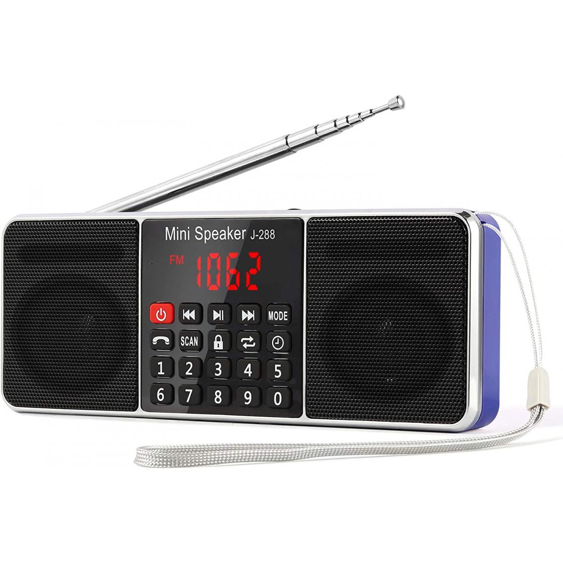 Prunus - radio portable bluetooth FM AM(MW) MP3 TF USB AUX avec Haut-Parleur bleu - Radio